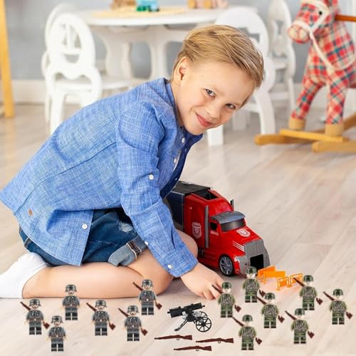 ZYEKIU 50 Pieces Military Soldier Toy, Mini Military Toy, Interesting Plastic Soldiers, WW2 Soldiers Toys Can Be Assembled, Military Base Toy for Birthday Party, Christmas