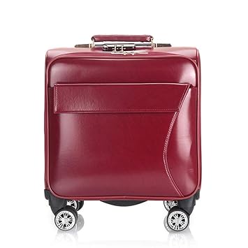 Amazon Com 18 Inch Leather Rolling Business Trolley Case With
