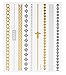 10 Sheets Premium Metallic Tattoos 100 Shimmer Designs Body Temporary Flash Metallic Fake Jewelry Tattoos Necklaces Bracelets Feathers Wrist Bands Infinity Love Turquoise Sticker. (Black)