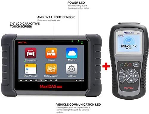 Autel Maxidas DS808 utomotive Diagnostic Tool OBD2 Scanner with Key Coding (Same Function as MS906) with Autel MaxiLink ML519 (Same Function As Autel AutoLink AL519 )