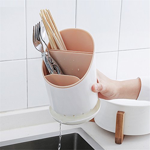 Microbird Plastic Utensil Holder Large Capacity Organizer Crock For Kitchen and Cooking Gadgets (Blue)