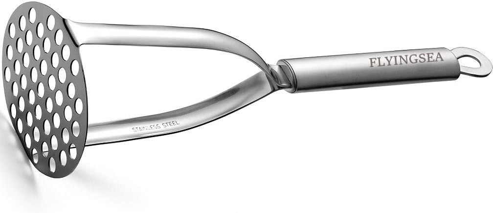 Potato Masher,Professional Stainless Steel 18-8 Potato Masher,Garlic Press,Cooking and Kitchen Gadget, Silver, 4 UK - Image 3