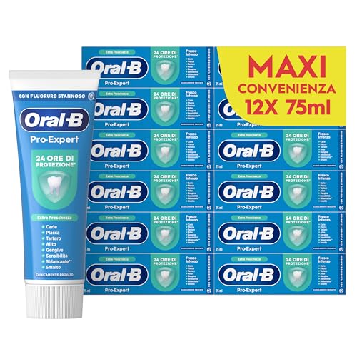 Oral-B Dentifricio Pro-expert Fresco Intenso 12x75ml, Dentifricio Formato Convenienza, Clinicamente Provato, Pulizia Denti Efficace, Alito Fresco, Extra Freschezza