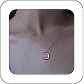Andelaisi Boho Crescent Moon Pendant Necklace Gold Moon Choker Necklace Vintage Crescent Necklace Minimalist Moon Necklace Celestial Necklace Chain for Women