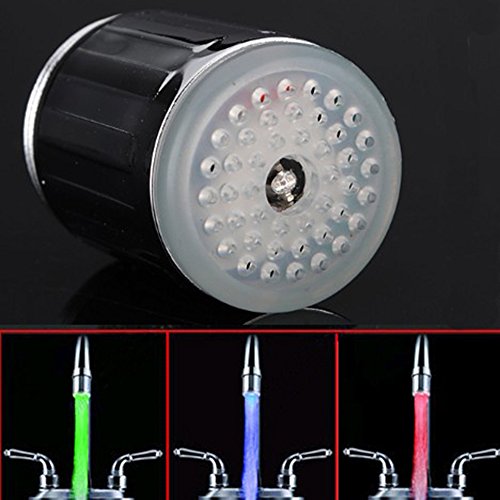 2 pack Colorful LED Water Faucet with 3 Colors Changing Temperature Control, RC-F03 Water Stream Faucet Tap for Kithen and Bathrooms.