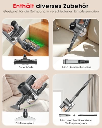 Muvano Cordless Vacuum Cleaner, 3 Cleaning Modes, 99.9% Filter Performance, Battery Vacuum Cleaner with Wall Mount for Carpets, Tiles, Pet Hair, Parquet and Hard Floors, Black