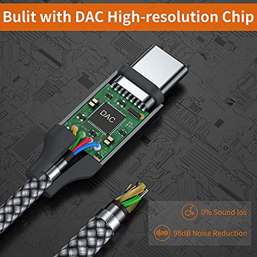 JXMOX USB Type C to 3.5mm Headphone Jack Adapter,USB C to Aux Audio Dongle Cable Cord Compatible