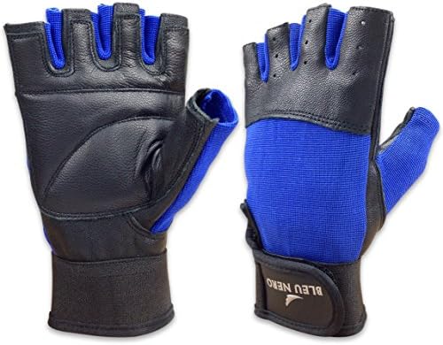 Blue Nero Genuine Leather Weight Lifting Gloves Workout Gloves Cycling Exercise Fitness Gym Gloves for Men and Women – Durable Long Lasting Breathable