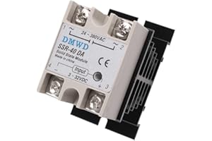 DMWD SSR-40DA Solid State Relay DC to AC (Input 3-32V DC Output 24-380V AC) with Heat Sink, 40A