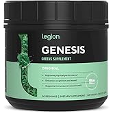 LEGION Genesis Greens – Super Greens Powder with Organic Spirulina & Matcha – Daily Green Superfood Supplement with Adaptogens for Energy, Digestion, Immunity & Detox