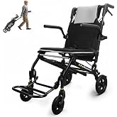 Wheelchairs for Adults &ndash;Transport Wheelchair Lightweight Foldable with Telescopic Handle, 18-Inch Seat Width, Portable Travel Wheelchair for Seniors, Supports Up to 350 lbs,Grey