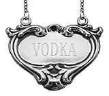 Vodka Liquor Decanter Label / Tag - Sterling Silver