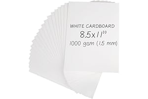 NAVY PENGUIN Heavy-Duty Cardboard Sheets 8.5 x 11 in - 1000 gsm (1.5mm Thick) - 20 Sheets of Card Board for Binding Covers, Book Boards, Backing and Crafts - Sturdy Alternative to Rigid Chipboard Sheets