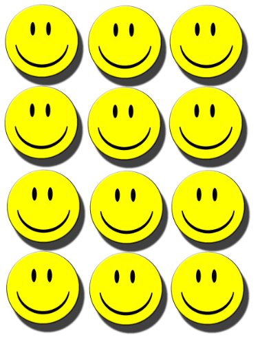 Set of 12 Smiley Happy Face Clean - Buttons Pinbacks Badges - 1.25"