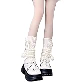 Zocvyi Cute Leg Warmers Japanese kawaii leg warmers Y2K Knitted Warm Bow Socks Lolita leg covers with Pom-Poms