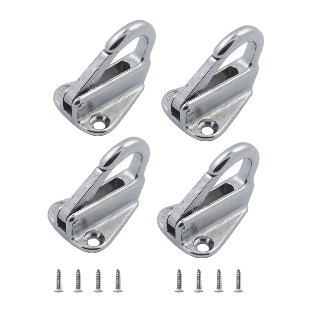 YWZHENYU Boat Fender Hooks 316 Stainless Steel Spring Snap Hooks Coat Hanger Hooks of 4 Pcs with Screws