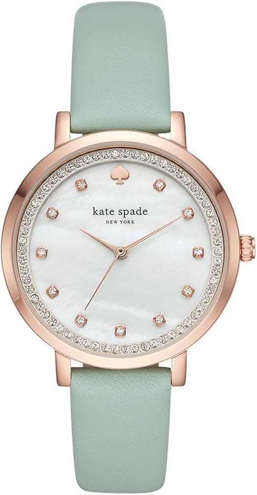 Amazon Com Kate Spade New York Women S Monterey Stainless Steel Quartz Watch With Leather Calfskin Strap Green 15 Model Ksw1426 Watches