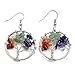 JOVIVI Women Copper Wire Wrap Gemstone Crystal Quartz Chip Bead Tree Of Life Hook Earrings Gift w/Box