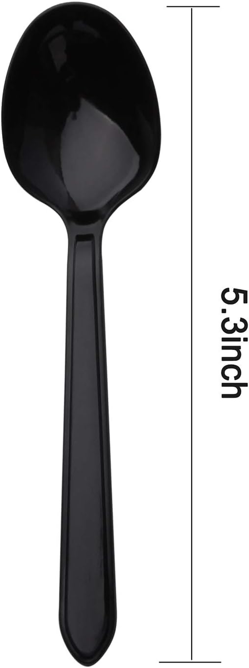 Light-Weight Disposable Plastic Spoons,individually Wrapped Plastic Spoons 100 Pack (black): Kitchen & Dining