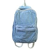 Backpacks for Women and Men, MiCoolker Classic Vintage Denim Student Satchel Bookbags School Bag College Jeans Backpack Daypack Travel Rucksack (Light Blue)
