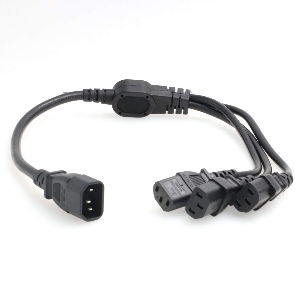 SZRMCC PDU IEC 320 C14 Male to 3 x C13 Female Y Splitter Power Adapter Cable 10A 250V UPS PSU Extension Cable (2ft/60cm)