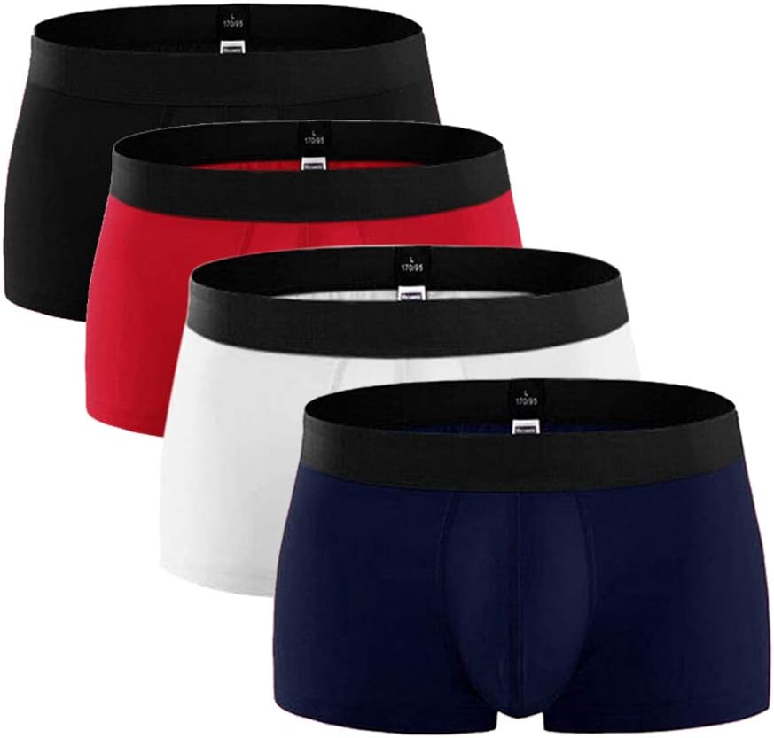 DeReneletrc Men's Cotton Boxers Shorts 4 Pcs/Lot Underwear Panties Breathable Underpants