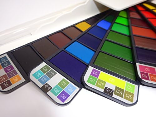 Watercolour Paint Set Palette – Large 42 Assorted Water-Colours for Professional Artists or Beginners – Italian Made Non-Toxic Paints with Bonus Brush