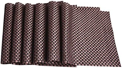 Placemats,Dadoudou Reversible Heat Insulation Stain-resistant Woven Vinyl Table Placemats for Kitchen Dining Room set of 6 ( Black/Brown)