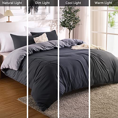 CAROMIO Duvet Cover Queen Size, 3 Pieces Double Brushed Microfiber