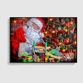 Framed Canvas Home Artwork Decoration Merry Christmas Canvas Wall Art for Living Room, Bedroom - 16x24 inches