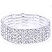 EOZY Bridal 5-Row Rhinestone Crystal Stretch Bracelet Silver Tone for Wedding Prom Party