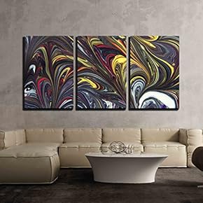 3 Piece Canvas Wall Art - Close Up Oil Paint - Modern Home Art Stretched and Framed Ready to Hang - 16"x24"x3 Panels