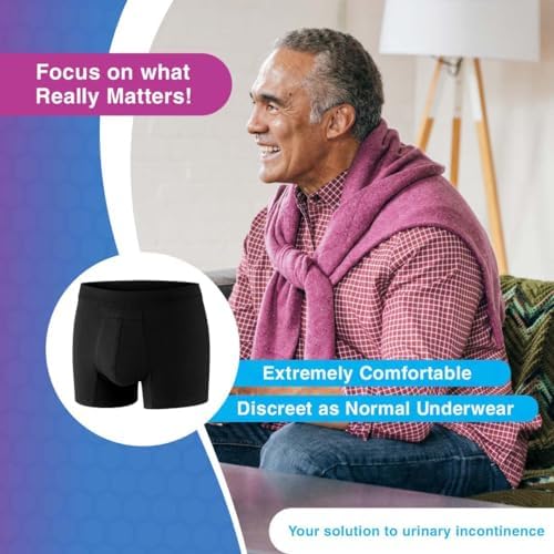 PROTECHDRY Washable Urinary Incontinence Cotton Boxer Brief Underwear for Men with Front