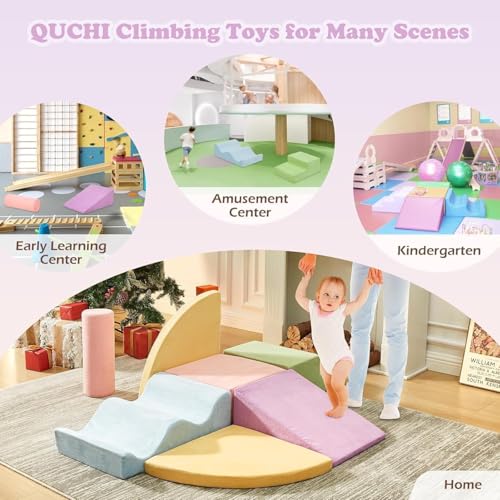 Climbing Toys for Toddlers, Toddler Climbing Toys Indoor, 7-Piece Soft Foam Climb Blocks Set, Toddler Playtime Corner Climber Indoor Foam Play Gym for Crawling and Sliding