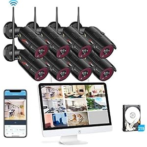 [All-in-One] Wireless Home Security Camera System with 15.6 Inch Monitor,ANRAN 8pcs 2MP Outdoor Home Surveillance Video…