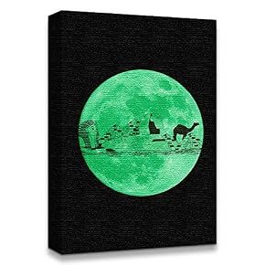 Abstract Green Moon with Pop up Black Pattern...