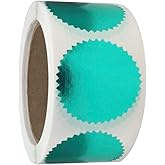 CHOULULUED Embossing Stickers 2" Round Labels Rose Red Foil Blank Stickers Metallic Seals for for Certificates, Notary, Embossing, Awards, Corporate Seals, 250 (Turquoise)