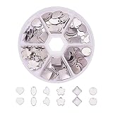 PandaHall Elite 120 Pcs 304 Stainless Steel Flat Blank Stamping Tag Pendants Charms 6 Styles for Jewelry Making