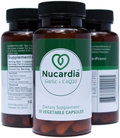 Nucardia Total Heart Support - Improve Circulation &amp; Blood Flow - Maximum Strength Garlic And CoQ10 w/ Bioperine® (30 DRcapsules)