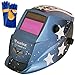 Tanox Auto Darkening Solar Powered Welding Helmet ADF-206S(USA Power): Shade Lens, Tig Mig MMA, Adjustable Range 4/9-13, Grinding 0000, Plus 16 Inch Kevlar Fire Retardant Welding Gloves