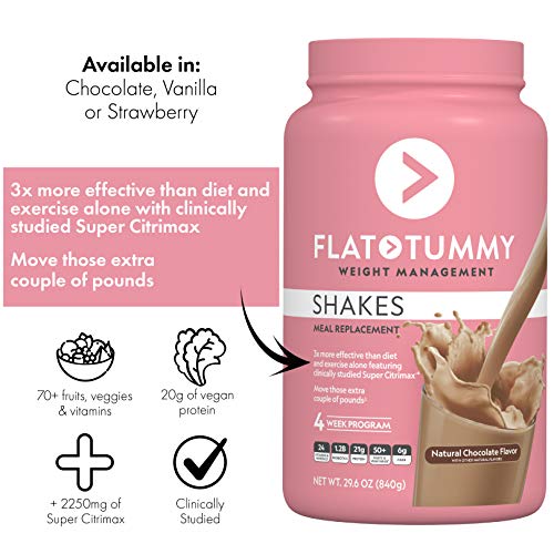 Flat Tummy Meal Replacement Shake Chocolate, 20 Servings Plant