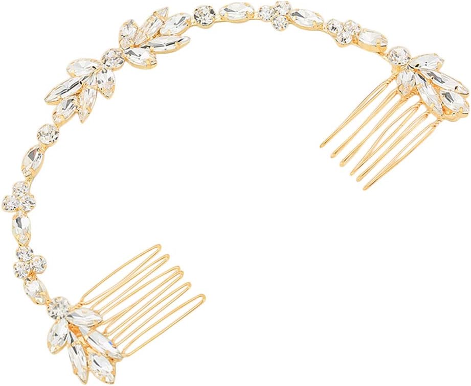 Nikgic Flower Comb Hair Pins Crystal Rhinestone Hair Clip Wedding Bridal Jewelery Hair Accessories for Women and Girls size 22.5 * 4CM (Gold)