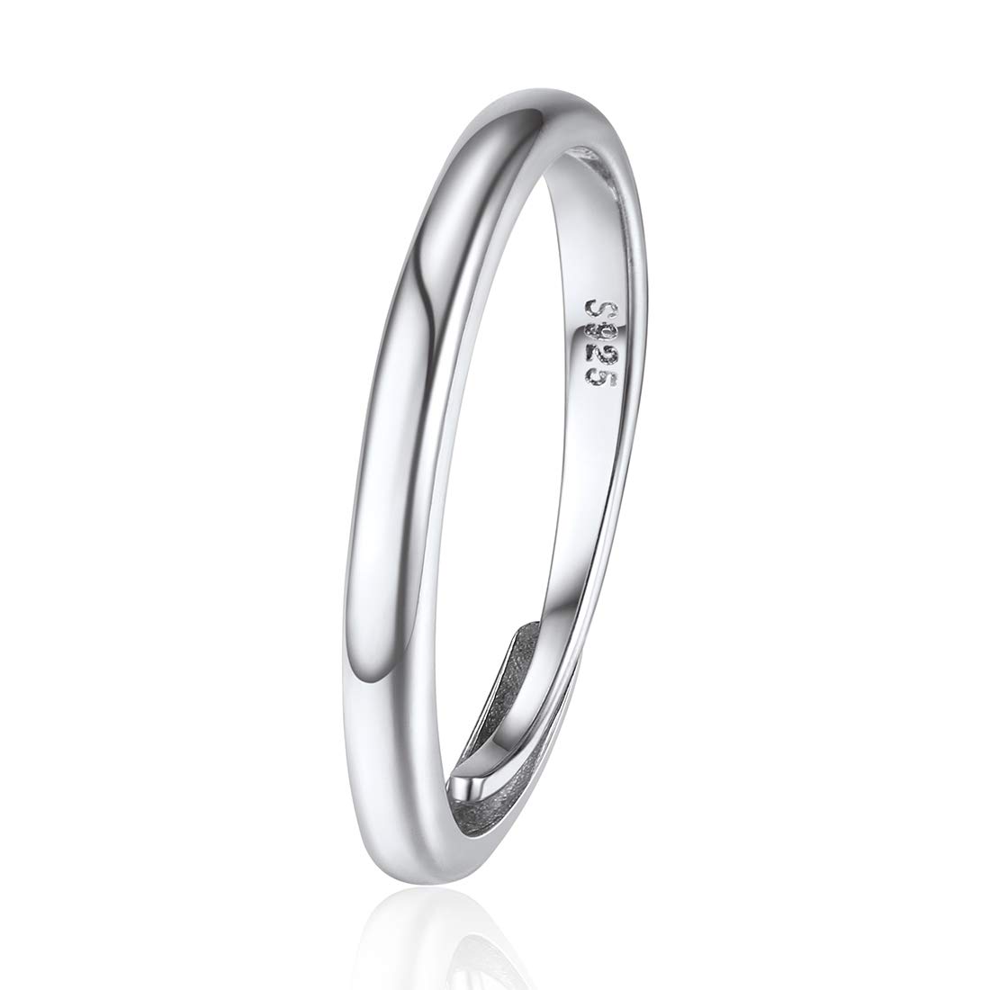 ChicSilver Band Ring for Women Adjustable 925 Sterling Silver Minimalist Wedding/Engragement Jewelry Promise Rings