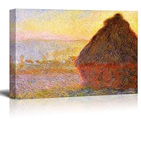 Claude Monet Haystacks in Morning Light - Impressionist Modern Art - Canvas Art Home Art - 12x18 inches