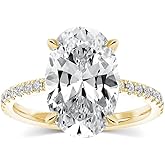 Effinny 3.5ct Solitaire Oval Engagement Ring for Women,14K Gold Plated 925 Sterling Silver Cubic Zirconia Promise Wedding Ring