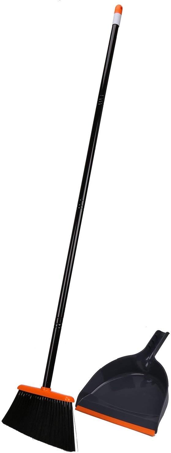 TreeLen Angle Broom and Dustpan Set, Dust Pan Snaps On Broom Handles Orange: Kitchen & Dining