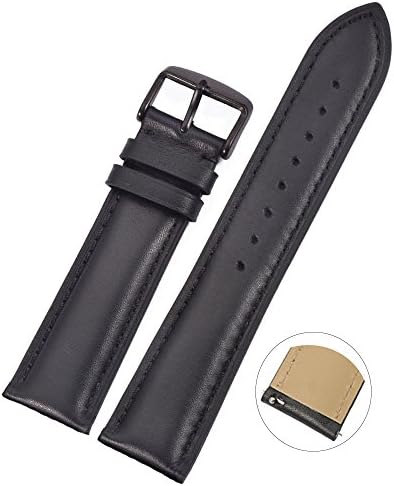Zeruike Watch Strap 22mm Leather Compatible Galaxy Watch 46mm Quick Release Black Smooth Pattern Black Pin Buckle Replacement Bracelet Band For Moto 360 2nd Gen 46mm Samsung Gear S3 Classic/Frontier