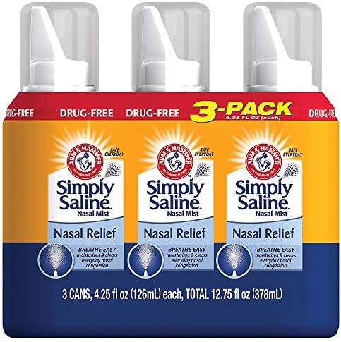 Simply Saline Adult Nasal Mist, Original, Giant Size, Special Multisize of 3 Pack (4.25 Oz Each)