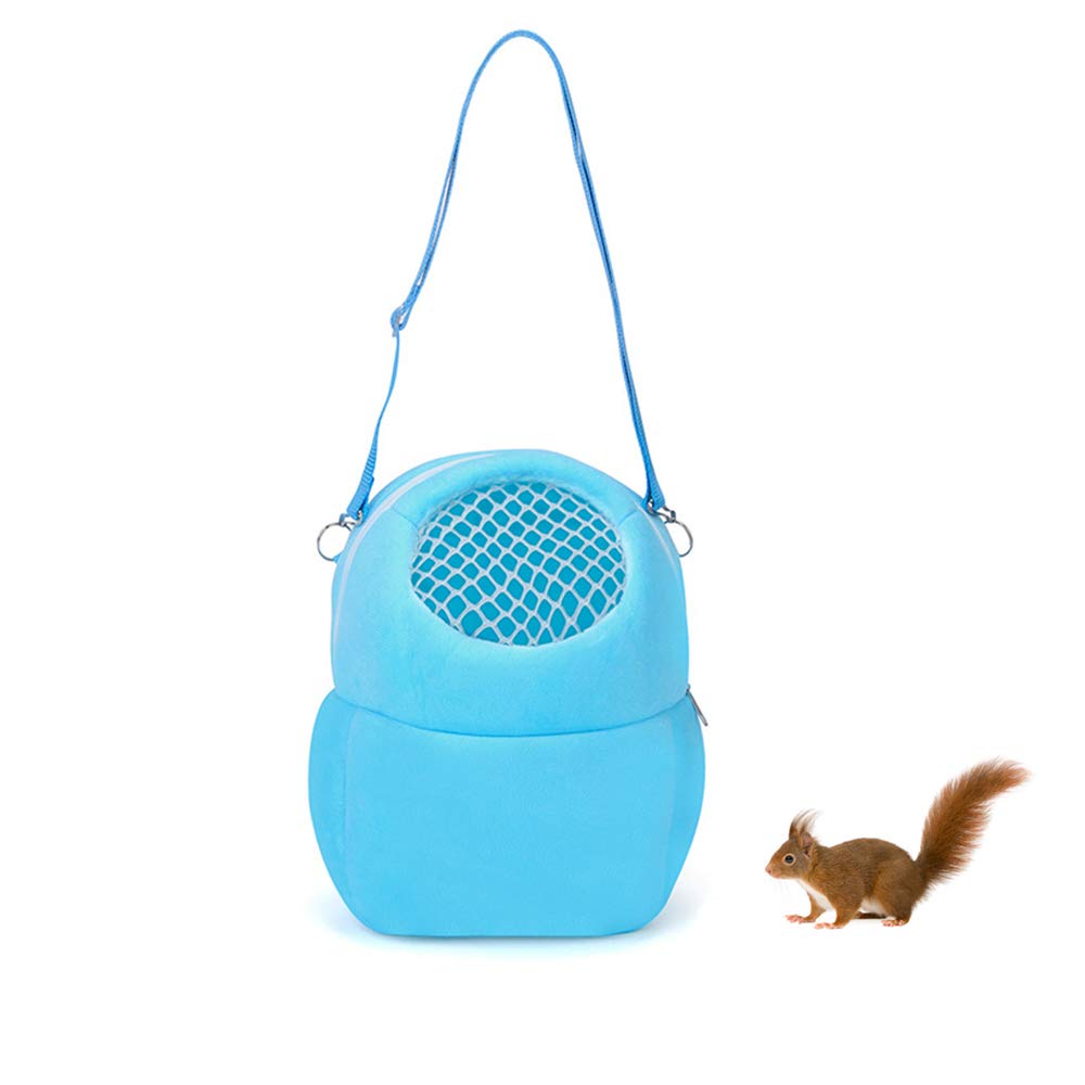 Pet Carrier Bag for Small Animals, Portable Outgoing Travel Handbags With Nylon Straps Small Pet Pouch for Hamster Rat Hedgehog (M, Blue)
