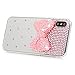 iPhone X Case, Mavis's Diary Luxury 3D Handmade Bling Full Diamonds Lovely Pink Bow with Shiny Sparkle Rhinestone Gems Crystal Clear Full Body Protection Hard PC Plastic Cover for iPhone X Edition